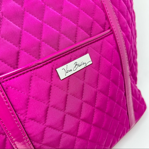 Vera Bradley Solid Fuchsia Quilted Tote Shoulder Bag - Picture 3 of 11